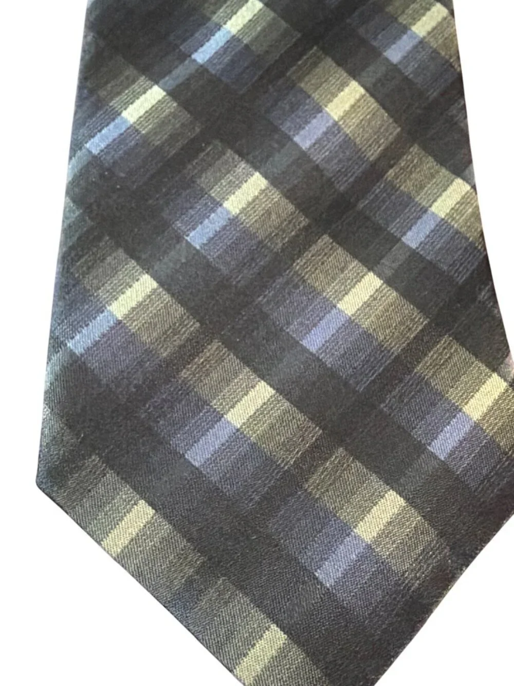 Calibrate Navy Plaid 100% Silk Tie Made In USA 62